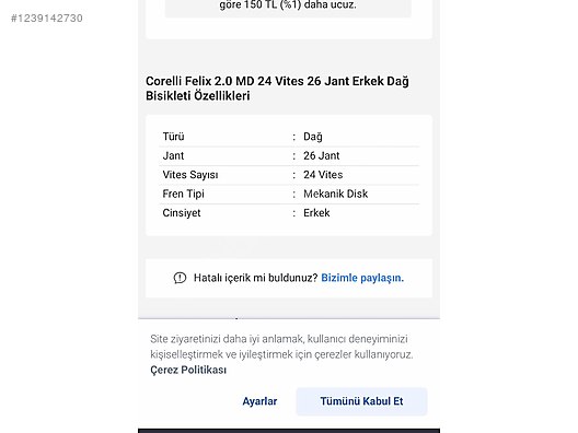 İkinci El ve Sıfır Alışveriş / Spor / Bisiklet / Dağ Bisikleti