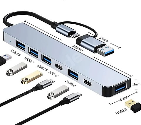 7in1 USB/Type-c To USB A, USB C Macbook uyumlu Çevirici Adaptör