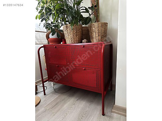 Chiffonier / IKEA NIKKEBY 4 Çekmeceli Metal Şifonyer Kırmızı on