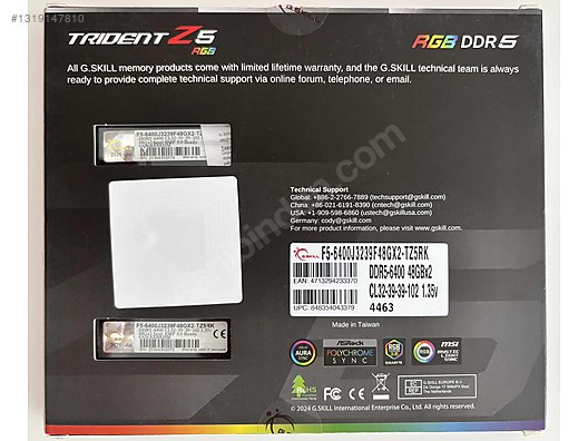 GSKILL 96GB (2x48) TRIDENT Z5 RGB 6400MHZ CL32 DUAL KIT - SİYAH