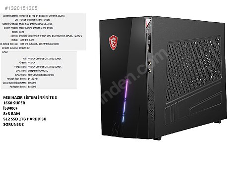 Intel Core i5 MSI Oyuncu Masaüstü Bilgisayar - 1320151305