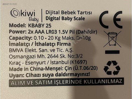 Kiwi Bebek Tartisi Hic Kullanilmadi Dijital Terazi Ve Anne Bebek Saglik Hijyen Urunleri Sahibinden Com Da
