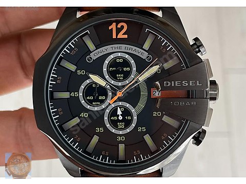Diesel / Diesel DZ4343 Mega Chief Black PVD Kahverengi 51mm
