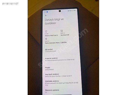 Xiaomi / Mi Mix Fold 3 / Mİ MİX FOLD 3 22/1 TB TURKİYE DE NADİR ...