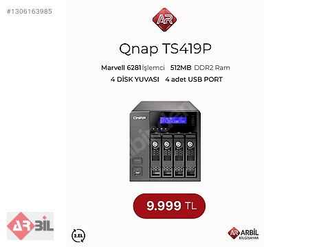 ARBİL'DEN QNAP TS419P NAS AĞ DEPOLAMA ÜNİTESİ - 4 DİSK YUVALI