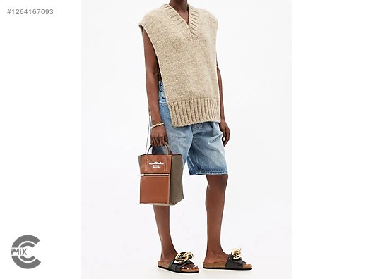 Bag ACNE STUDIOS Baker Out Mini Leather-Trimmed Canvas Tote Bag