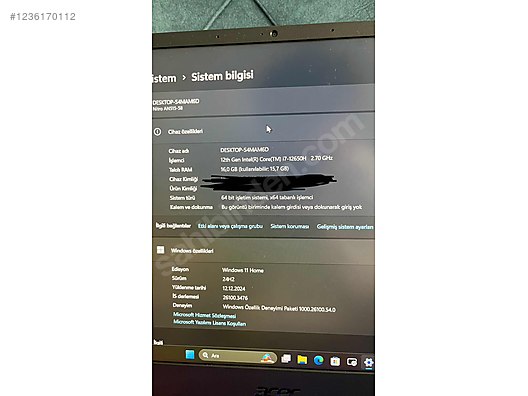 İkinci El ve Sıfır Alışveriş / Bilgisayar / Dizüstü (Notebook) / Laptop / Acer