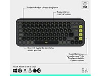 Logitech Pop Icon Kablosuz Bluetooth Sessiz Türkçe Q Klavye