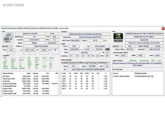 Intel Core i3 Casper Oyuncu Masaüstü Bilgisayar