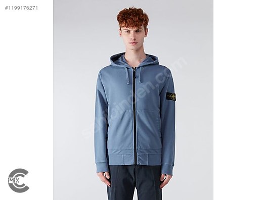Mens Hoodies Stone Island Sky Blue Hoodie STONE ISLAND Fleece