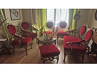 Çok Temiz Antika Prinç Kadife Koltuk Takımı