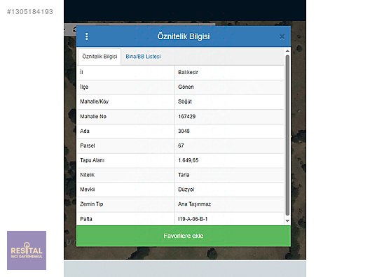 BALIKESİR GÖNEN SATILIK ARAZİ K.KARTI GEÇERLİ