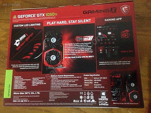 Msi Geforce Gtx 1050 Ti Gaming X 4g 4gb Gddr5 128bit Nvidia Msi Ekran Karti Ilanlari Sahibinden Com Da