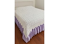 Dantel yatak örtüsü hiç kullanılmadı , çeyizden , lila rengi