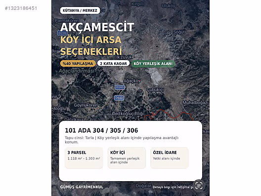 Kütahya Merkez OSB Yakını %40 İmarlı Arsalar