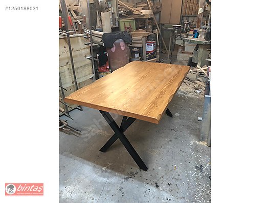 Mutfak Masası / Kütük Masa Açık Ceviz Kütük mutfak masası 75x140