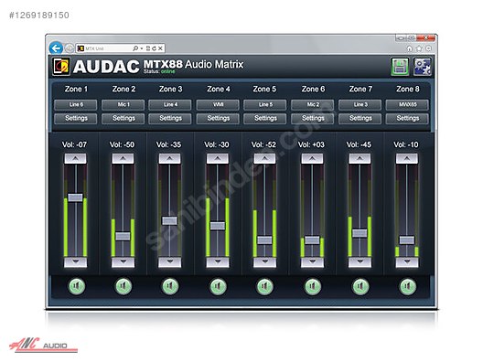 Audac MTX48 4 Bölge Matrix Ses Sistemi 4 in 8 out on sahibinden