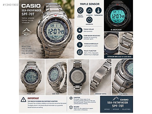 CASIO SEA PATHFINDER デジタル腕時計 Casio / Vintage Casio Sea Pathfinder SPF 70 1V Triple Sensor Dive
