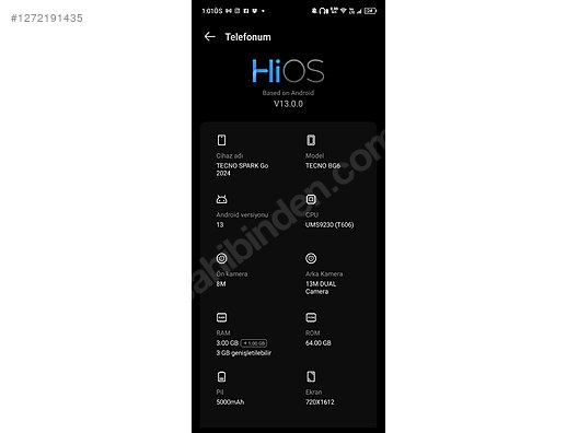 İkinci El ve Sıfır Alışveriş / Cep Telefonu & Aksesuar / Cep Telefonu / Tecno / Spark Go 2024
