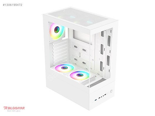 Videolu) Zoko SMILE Beyaz 5x12cm Argb Fanlı Atx Akvaryum Kasa on