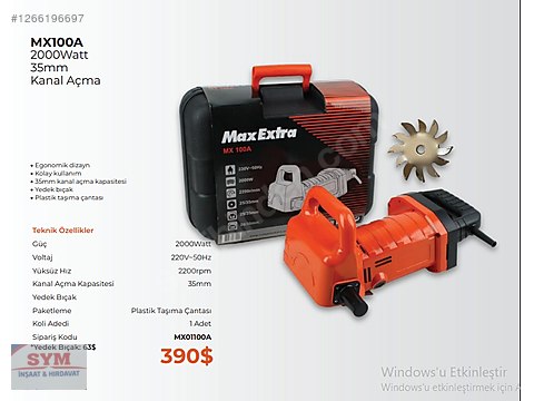 MAX EXTRA MX100A 2000 Watt 35mm Kanal Açma VE KAZIMA - Sıfır