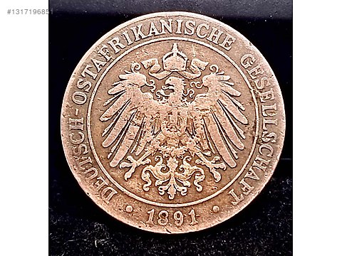 1891 TARİHLİ BİR PESA - ALMAN DOĞU AFRİKASI sahibinden.comda