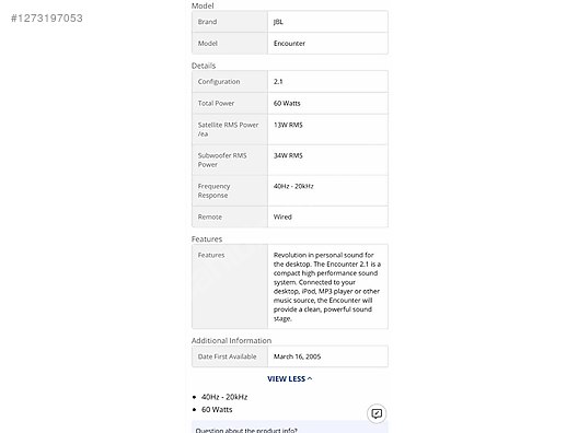 İkinci El ve Sıfır Alışveriş / Bilgisayar / Çevre Birimleri / Hoparlör / Ses Sistemi