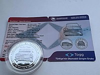 TOGG Darphane Sertifikalı Gümüş Hatıra Para