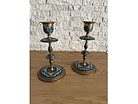 Fransız Antika Mineli Çift Şamdan #1283201522