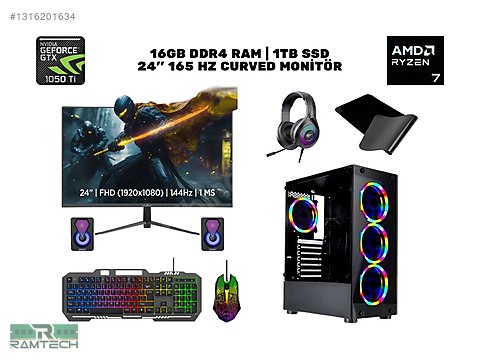 Toplama / Ryzen 7 5700 GTX 1050ti | 16GB Ram 1Tb SSD 24'' 165Hz