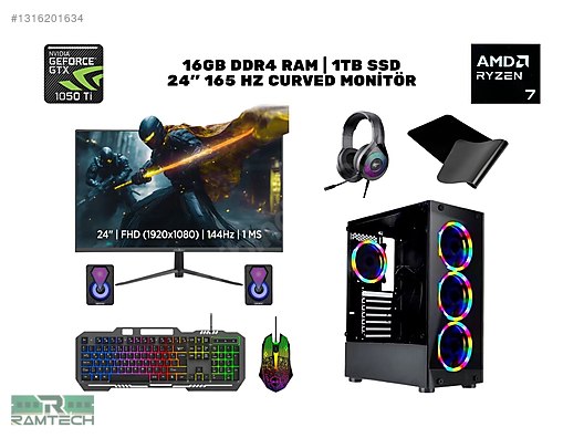 【Ryzen 7 5700X以上！】ゲーミングPCフルセット GTX1050ti Toplama / Ryzen 7 5700 GTX 1050ti | 16GB Ram 1Tb SSD 24'' 165Hz