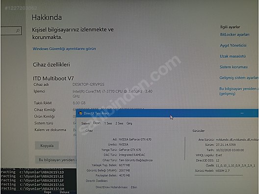 Intel Core i7 Hazır Sistem Oyuncu Masaüstü Bilgisayar