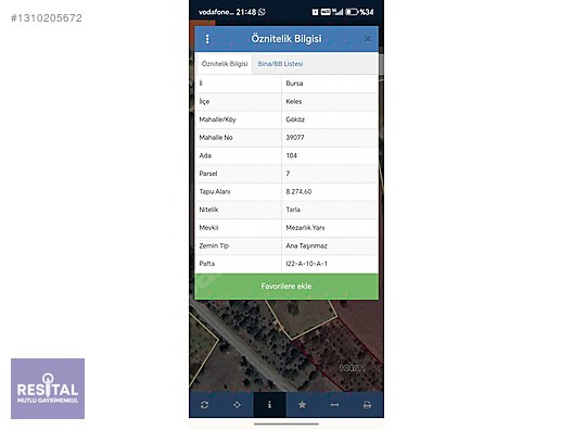 RS MUTLU KELES GÖKÖZ'DE 8274 M2 YATIRIMLIK ARAZİ