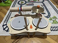 Renkli Ahşap Çocuk Davul Seti