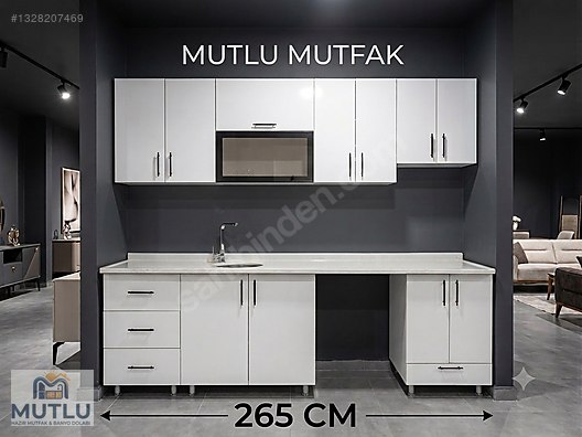 Hazır Mutfak / 265 CM HAZIR MUTFAK KOMPLE MDF MERMERİT TAŞ DAHİL