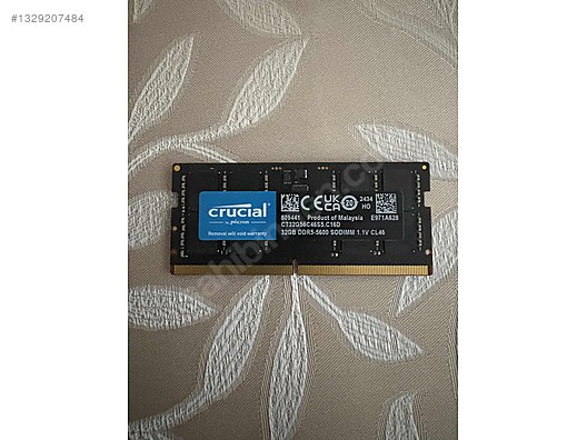 Crucial 32gb ddr5 5600 mhz cl46 sodimm dizüstü bellek sahibinden