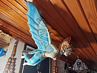 ANTİKA AHŞAP FİGÜR - UÇAN KÖTÜ RUH KOVUCU TANRIÇA DEWİ SRİ