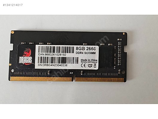 Ram様 DRAGONS 8GB DDR4 2666MHz Laptop RAM SO-DIMM Temiz 2. El sahibinden