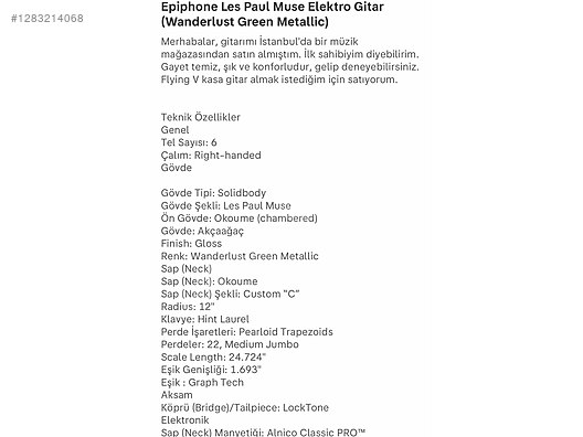 İkinci El ve Sıfır Alışveriş / Müzik / Müzik Aletleri / Telli Çalgılar / Gitar / Elektro