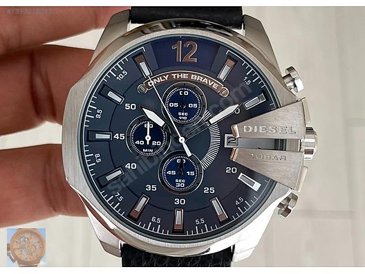 Diesel / Diesel DZ4423 Mega Chief Silver Mavi 51mm sahibinden
