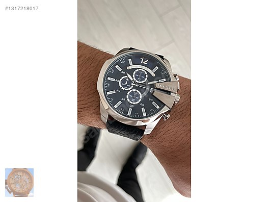 Diesel / Diesel DZ4423 Mega Chief Silver Mavi 51mm sahibinden