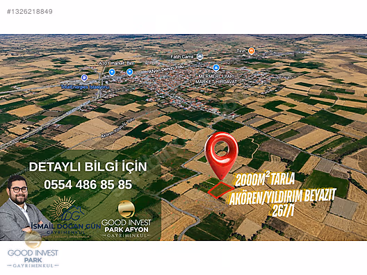 AFYONKARAHİSAR AKÖREN'DE SATILIK 2000m² TARLA
