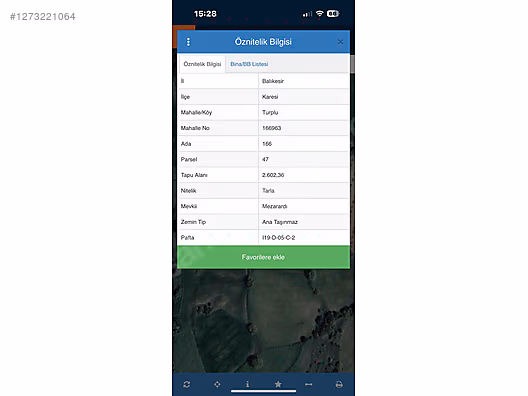 BALIKESİR KARESİ TURPLU'DA SATILIK TEK TAPU TARLA #1273221064