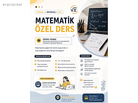 Matematik Özel Ders sahibinden.comda - 1321221544