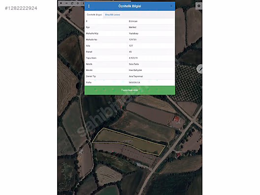 PARSEL GAYRİMENKUL'DEN YAYLABAŞI'NDA SATILIK SULU TARLA #1282222924