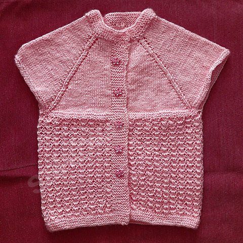 El Örgüsü Kız Bebek Hırkası - Pembe (34x28 cm)