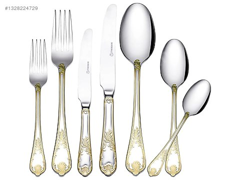 SIFIR ÜRÜN) KORKMAZ ROYAL 89 PARÇA GOLD ÇATAL KAŞIK BIÇAK SETİ