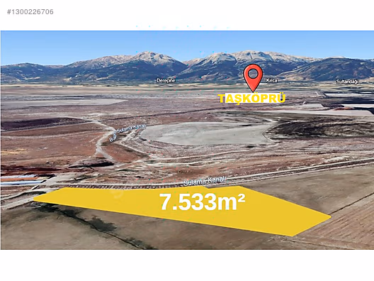 AFYON-SULTAND­AĞI-TAŞKÖPRÜ KÖYÜ'NE 1.6 km YAKIN 7.533m² TARLA