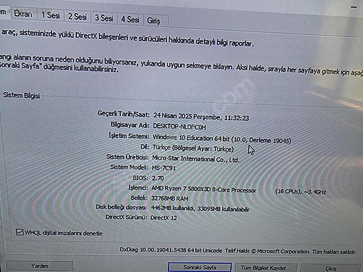 AMD RYZEN 7 5800x3D sahibinden.comda - 1242236382