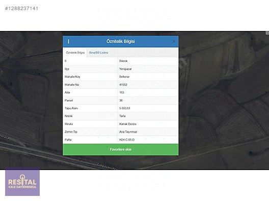 BİLECİK YENİPAZAR BELKESE KÖYÜNDE SATILIK MÜSTAKİL TAPU 5600 M2